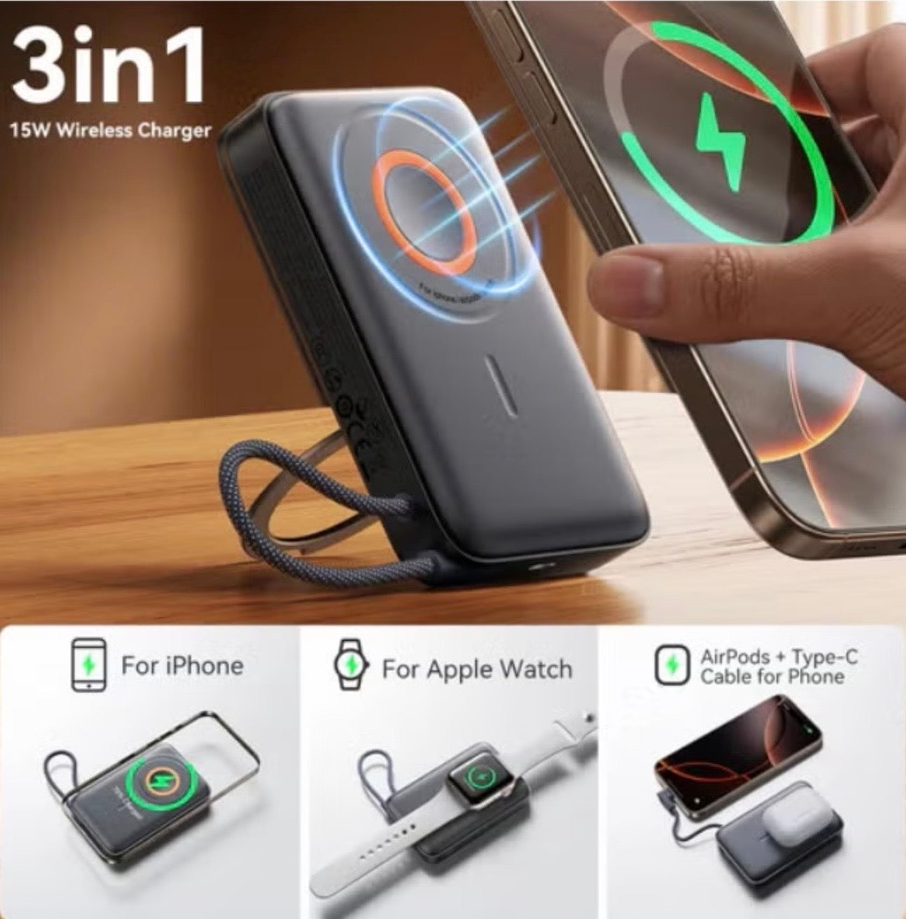 JOYROOM JR-PBM02 22.5W 3 in 1 magnetic mobile power bank 10000mAh